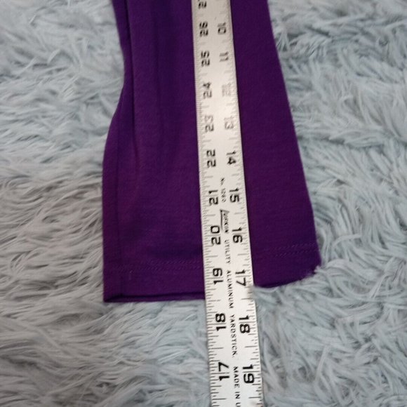 Notations Womens Shirt Blouse‎ Black Petite Large Purple Stretch Sheer Bottom - Picture 7 of 10